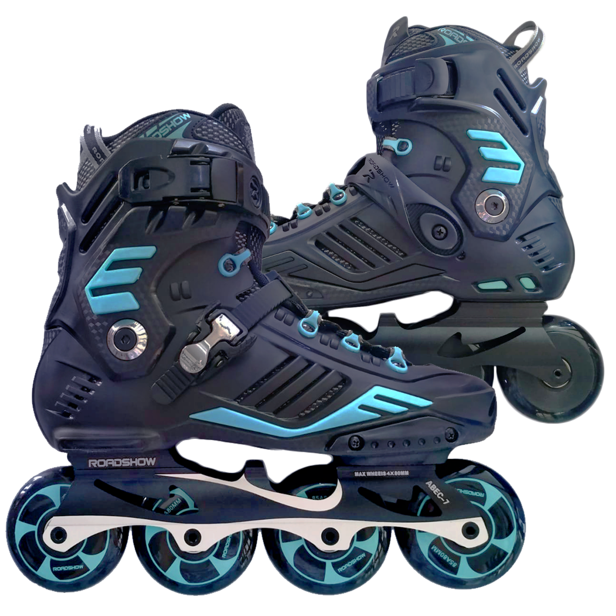 Patines Profesionales Negro y Azul Freeskate Slalom Riel Rockering