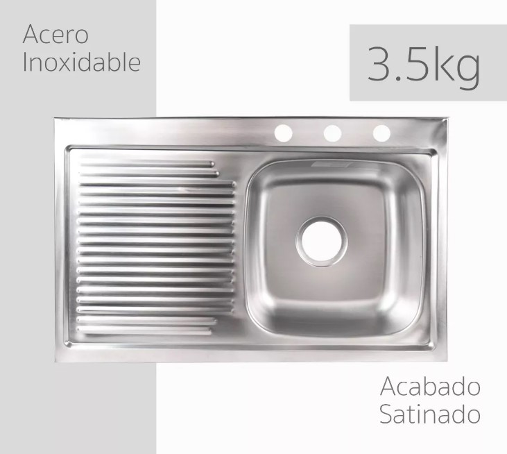 Fregadero Tarja Sobreponer 1 Tina Lado Izquierdo Escurridor