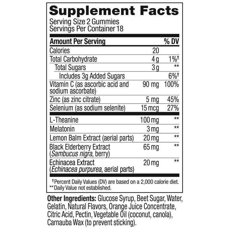 OLLY Immunity Sleep+ Elderberry con Melatonina Zinc y Vitamina C, 36 Gomitas