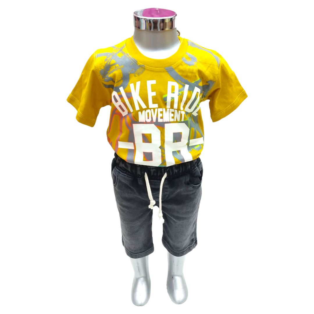 Conjunto Short Mezclilla Y Playera Estampado Bike Niño 2 A 6 Años