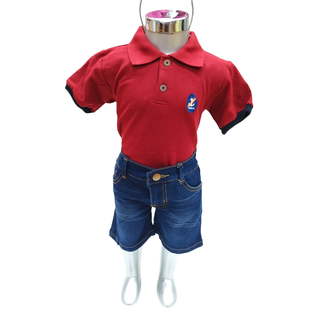 Conjunto Short Mezclilla Y Camisa Cuello Polo Niño 2 A 6 Años
