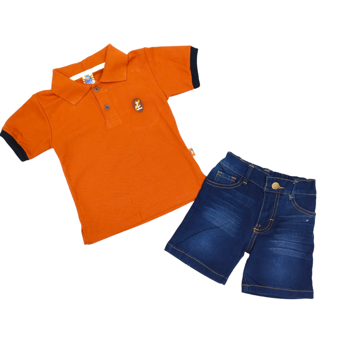 Conjunto Short Mezclilla Y Camisa Cuello Polo Niño 2 A 6 Años