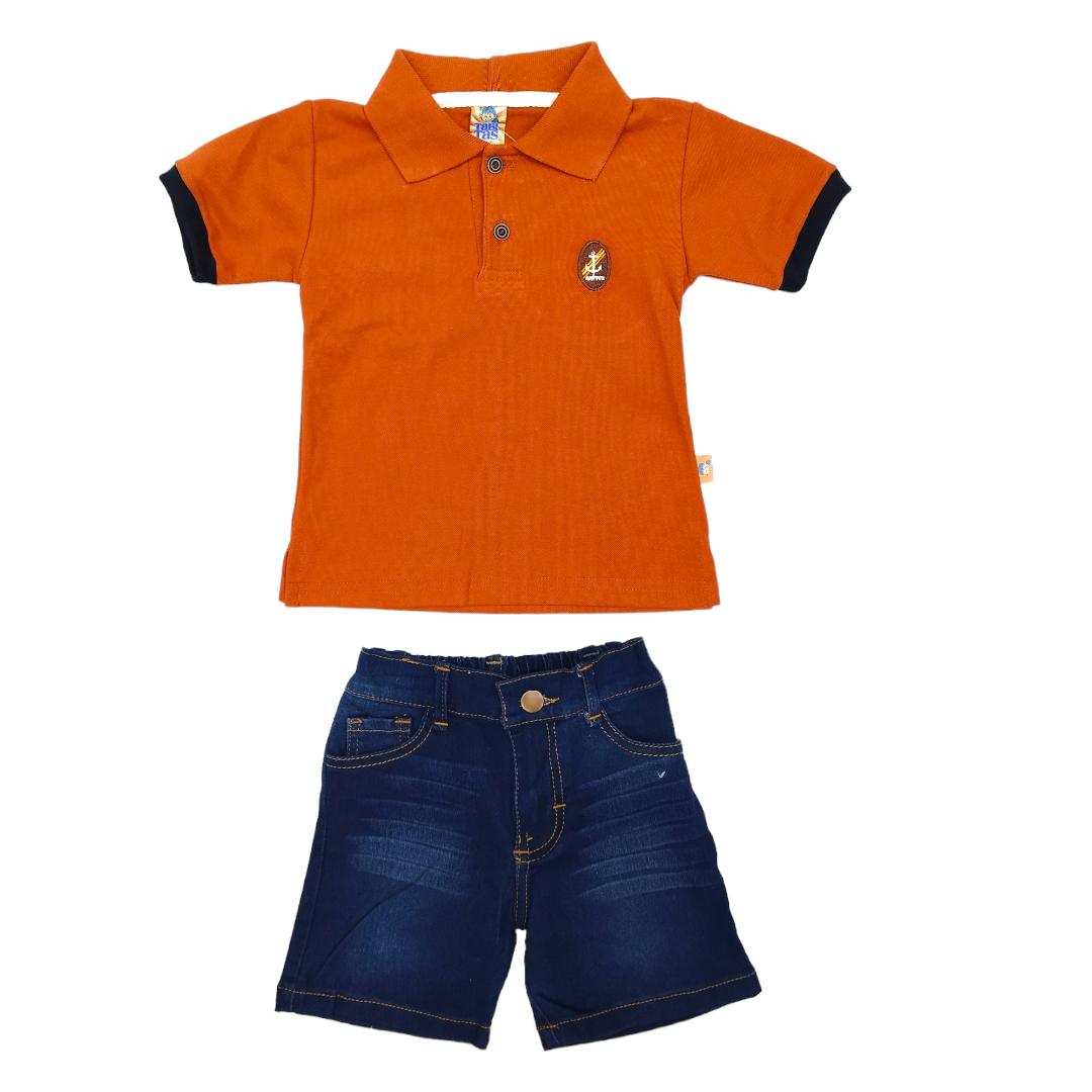 Conjunto Short Mezclilla Y Camisa Cuello Polo Niño 2 A 6 Años