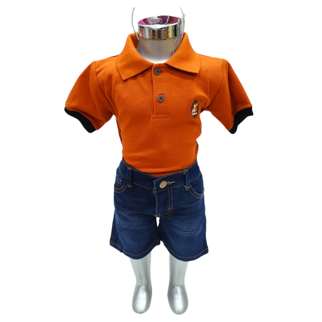 Conjunto Short Mezclilla Y Camisa Cuello Polo Niño 2 A 6 Años