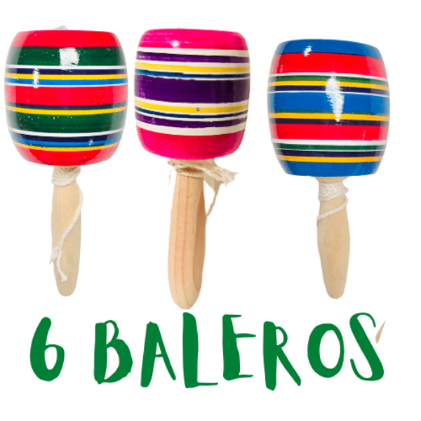 6 BALEROS DE MADERA MEXICAJA JUGUETES ARTESANALES MEXICANOS