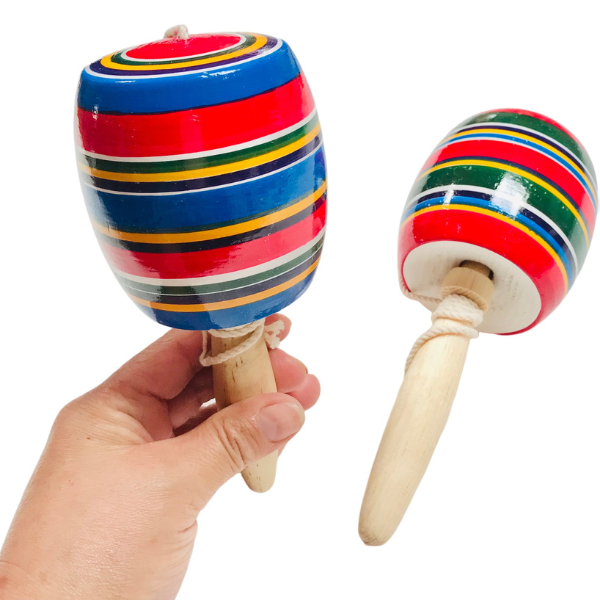 6 BALEROS DE MADERA MEXICAJA JUGUETES ARTESANALES MEXICANOS