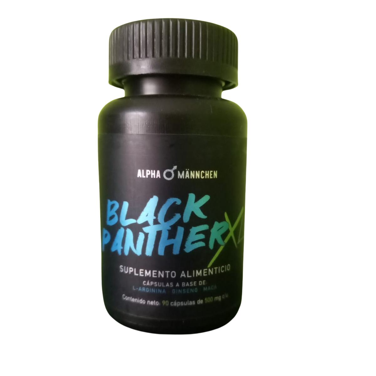 Vigorizante Masculino Black Panther Frasco de 90 Capsulas de 500Mg C/U Arginina Maca y Ginseng