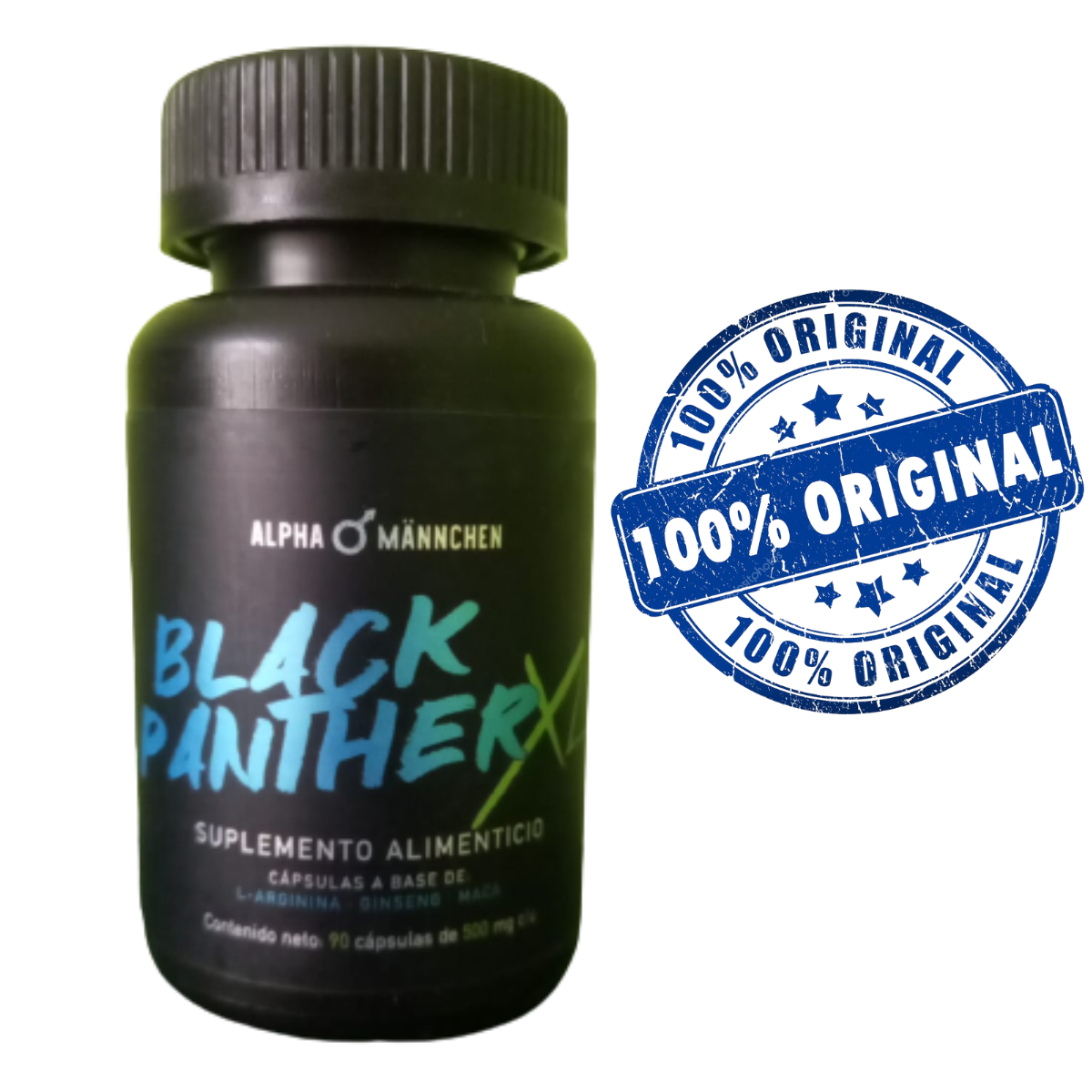 Vigorizante Masculino Black Panther Frasco de 90 Capsulas de 500Mg C/U Arginina Maca y Ginseng