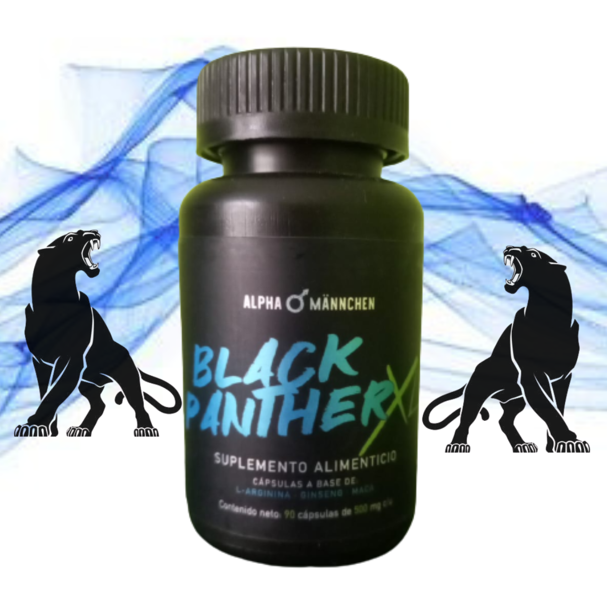 Vigorizante Masculino Black Panther Frasco de 90 Capsulas de 500Mg C/U Arginina Maca y Ginseng