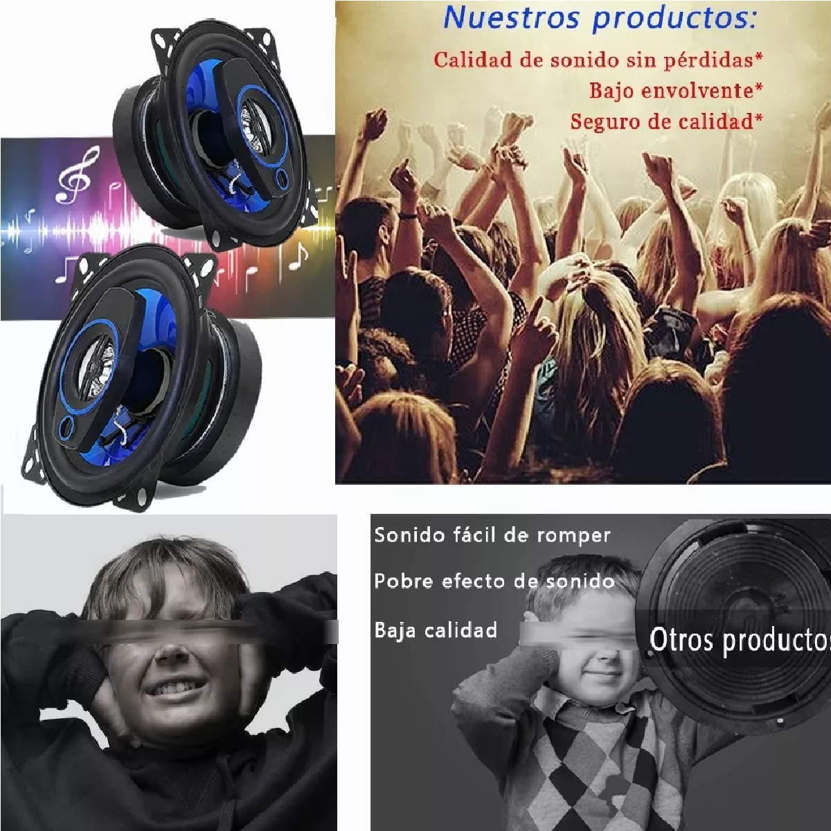 Bocinas 4 Pulgadas Banda Dual Altavoces De 1 Par