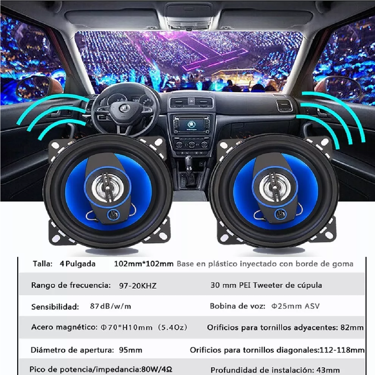 Bocinas 4 Pulgadas Banda Dual Altavoces De 1 Par