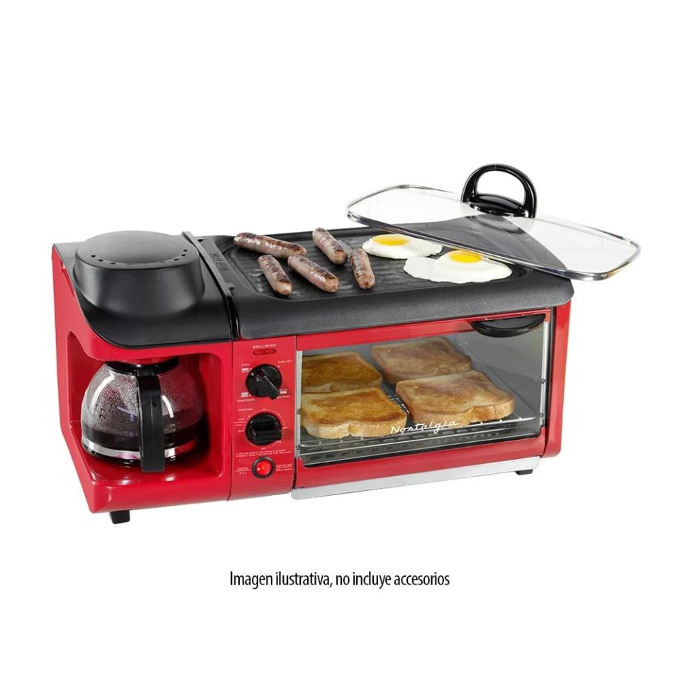 estacion 3 en 1 parrilla cafetera Horno tostador