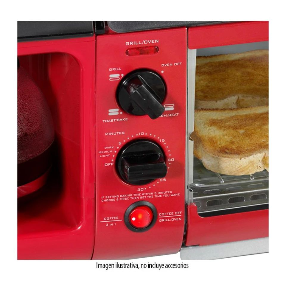 estacion 3 en 1 parrilla cafetera Horno tostador