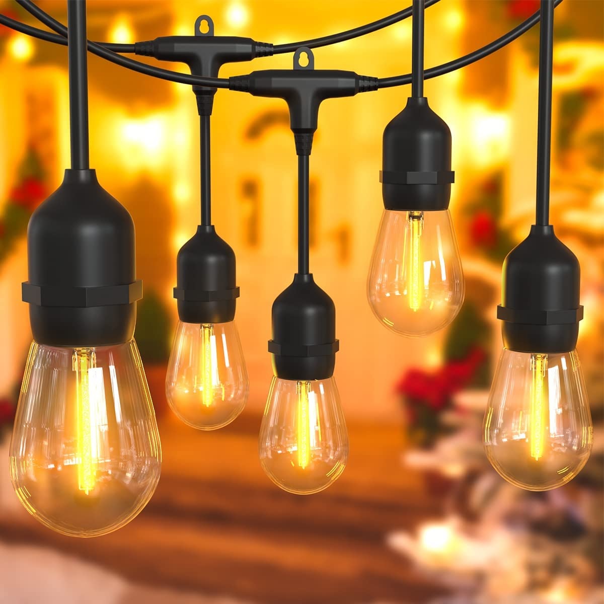 Set Serie Extensión 24 Luces Led Focos Vintage Feit Electric 14.6 Mts