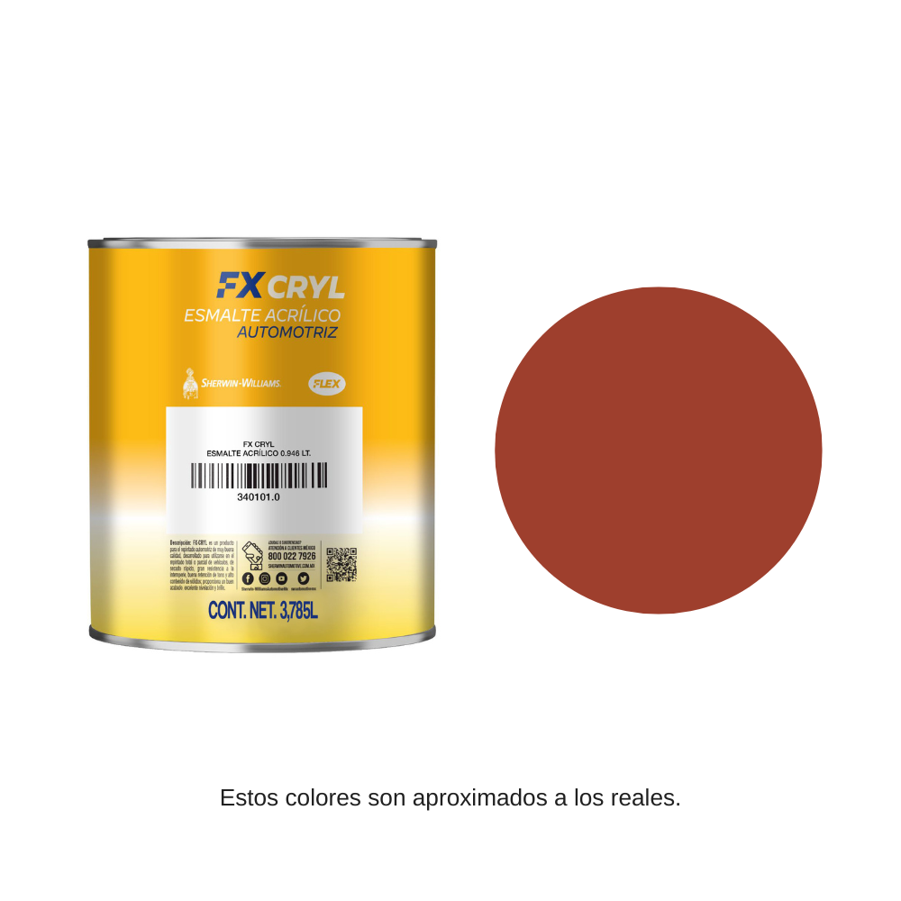 Esmalte Flex Cryl 4 Lt Color Rojo Óxido Sherwin Williams 34047140