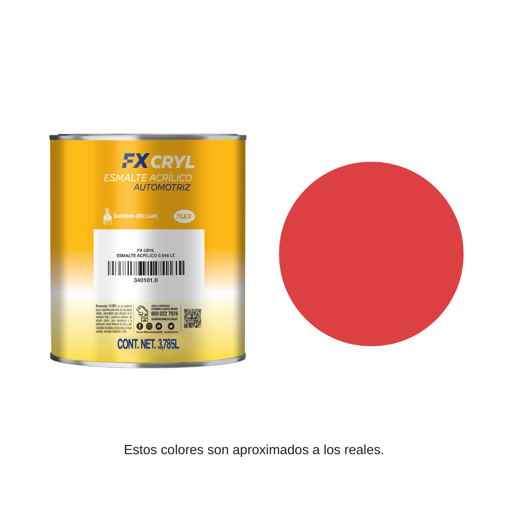 Esmalte Flex Cryl 4 Lt Color Rojo Claro Sherwin Williams 34046940