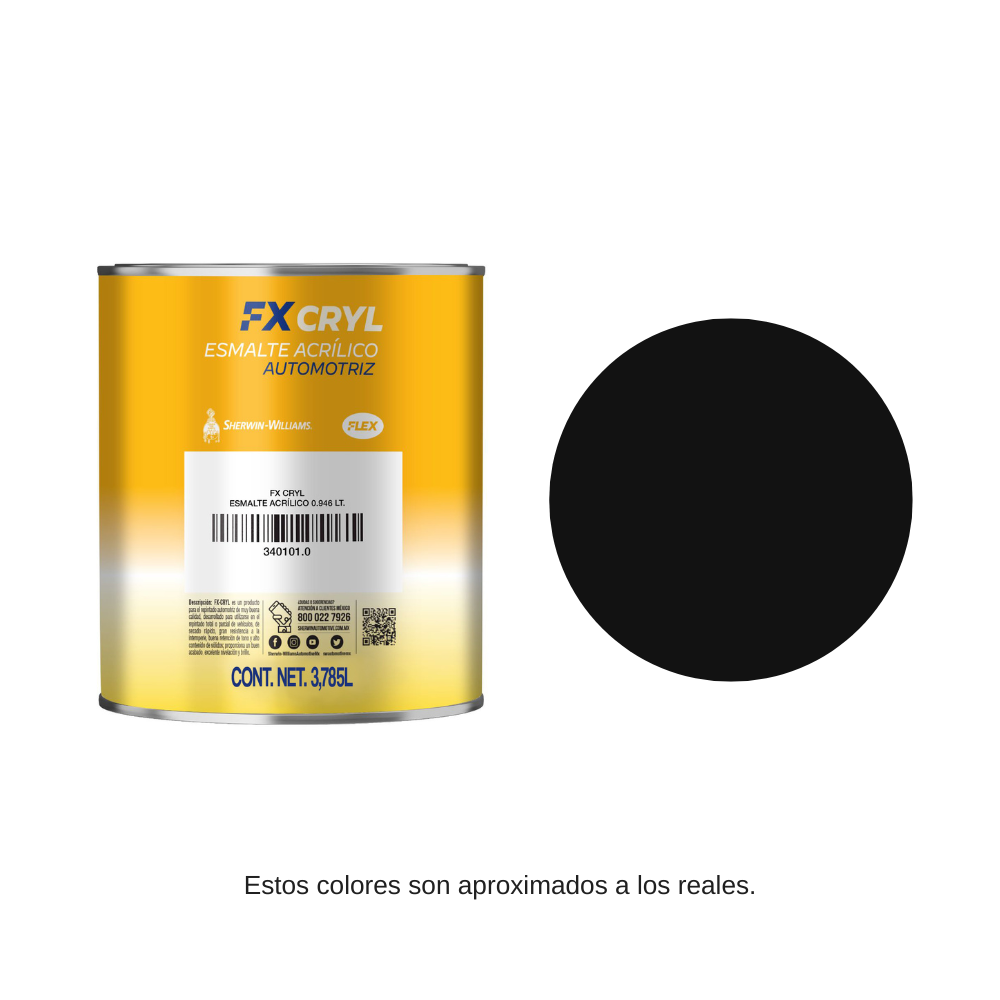 Esmalte Flex Cryl 4 Lt Color Negro Sherwin Williams 34046540