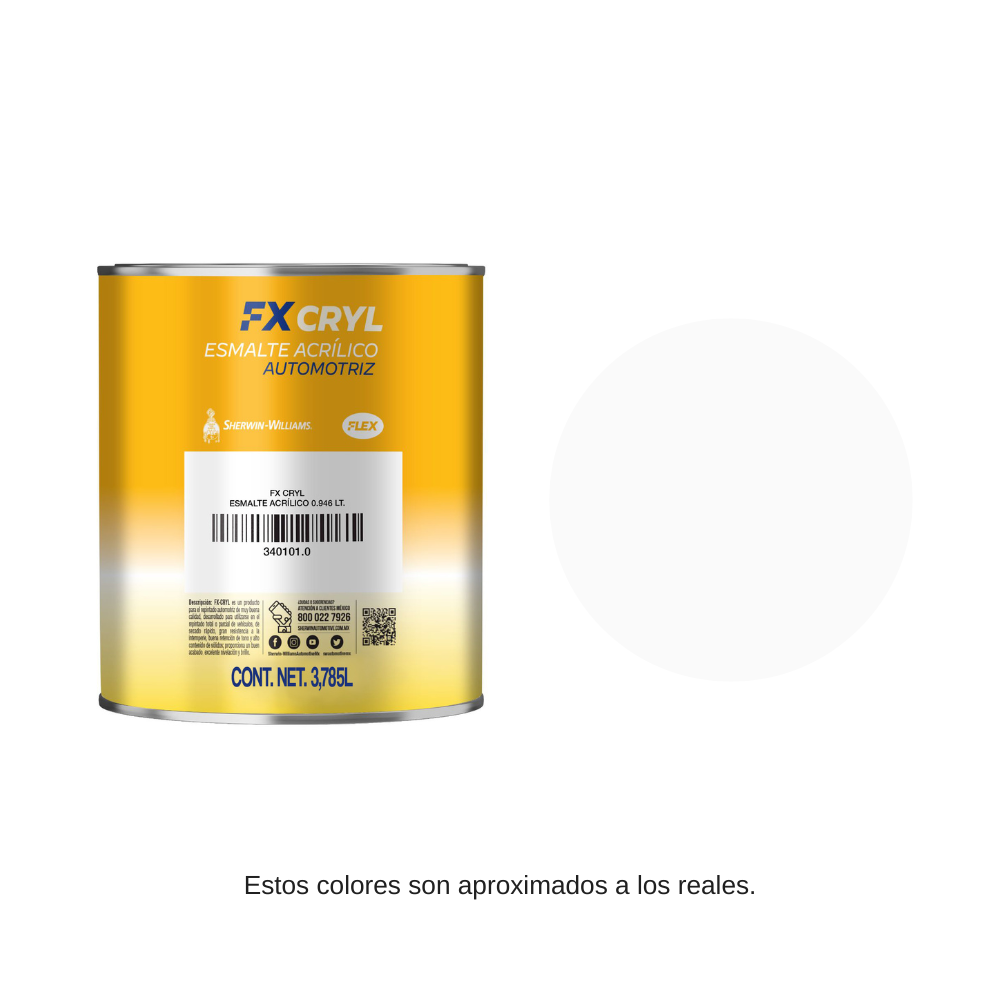 Esmalte Flex Cryl 4 Lt Color Blanco Sherwin Williams 34046040