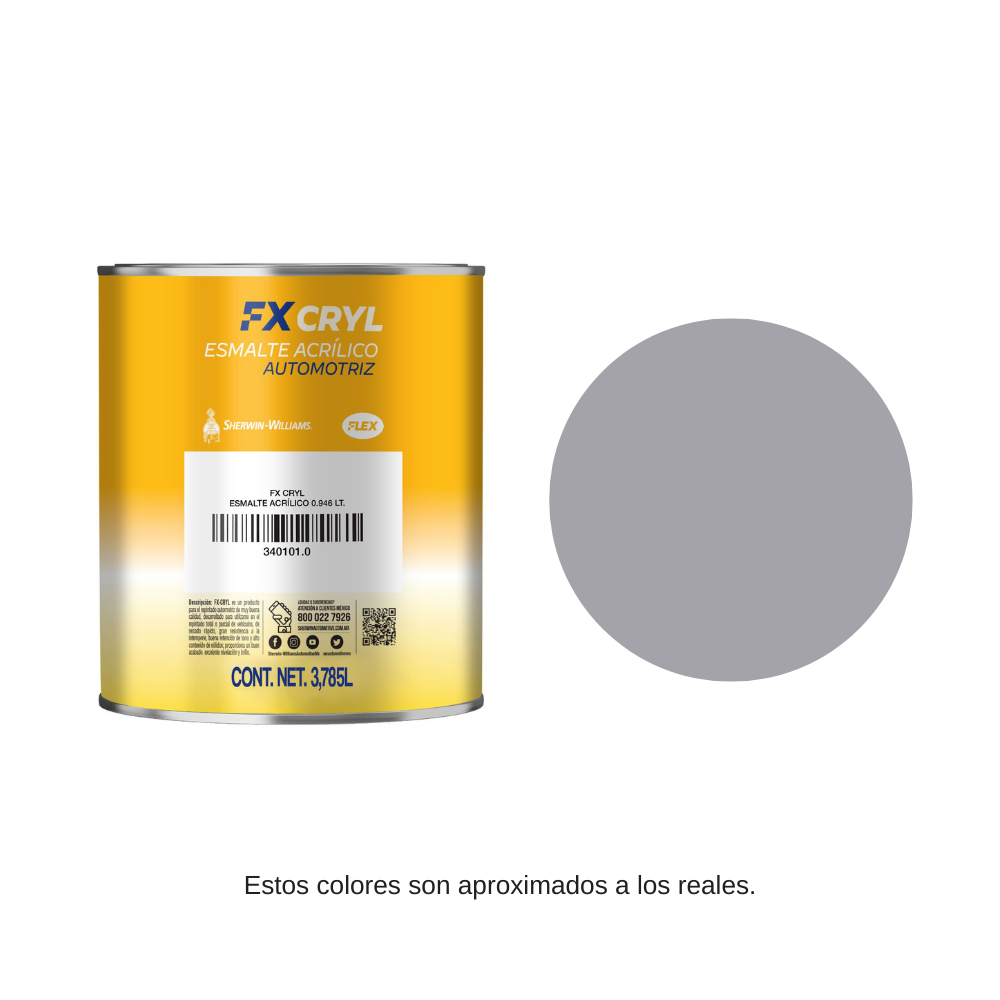 Esmalte Flex Cryl 4 Lt Color Aluminio Grueso Sherwin Williams 34045240