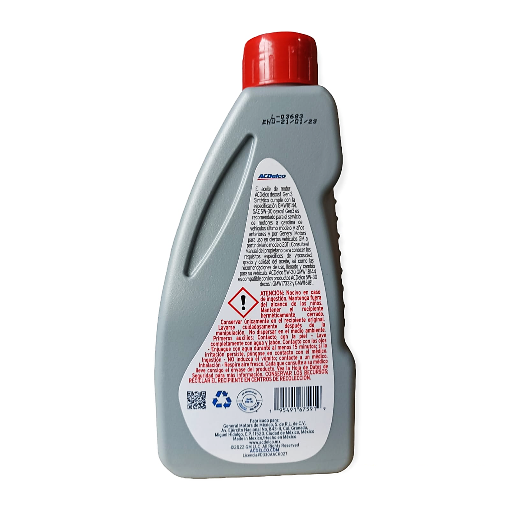 Aceite ACDelco 5w30 Sintetico Dexos 1 Gen 3 946 ML