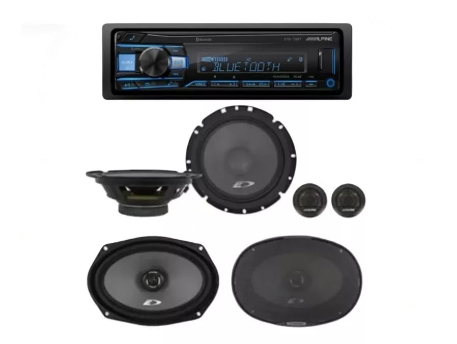 KIT ESTEREO ALPINE +  BOCINAS 6X9 Y SET DE MEDIOS 6.5