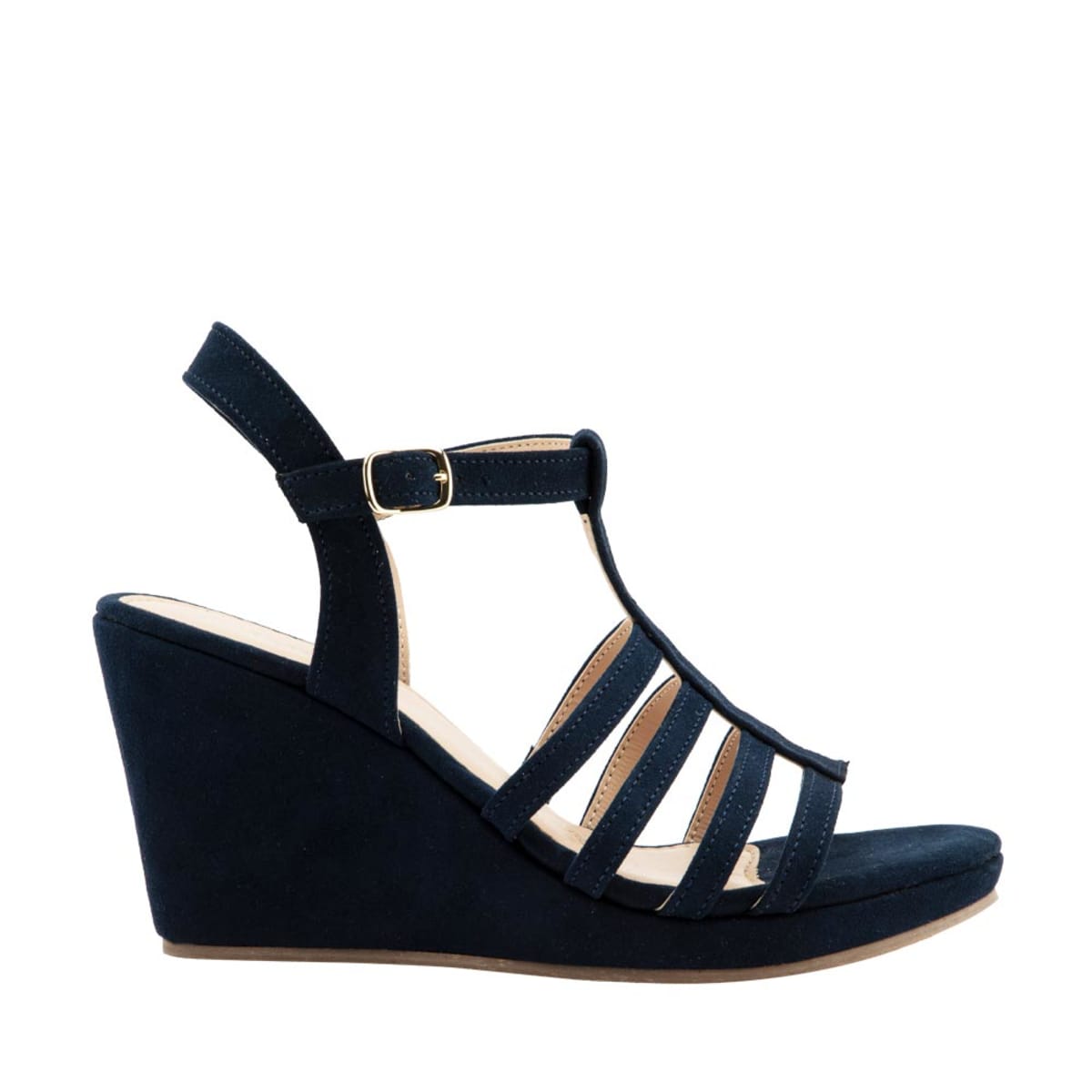 Sandalias de tacón de cuña, marca Vi Line, color azul marino, mod. 1084225