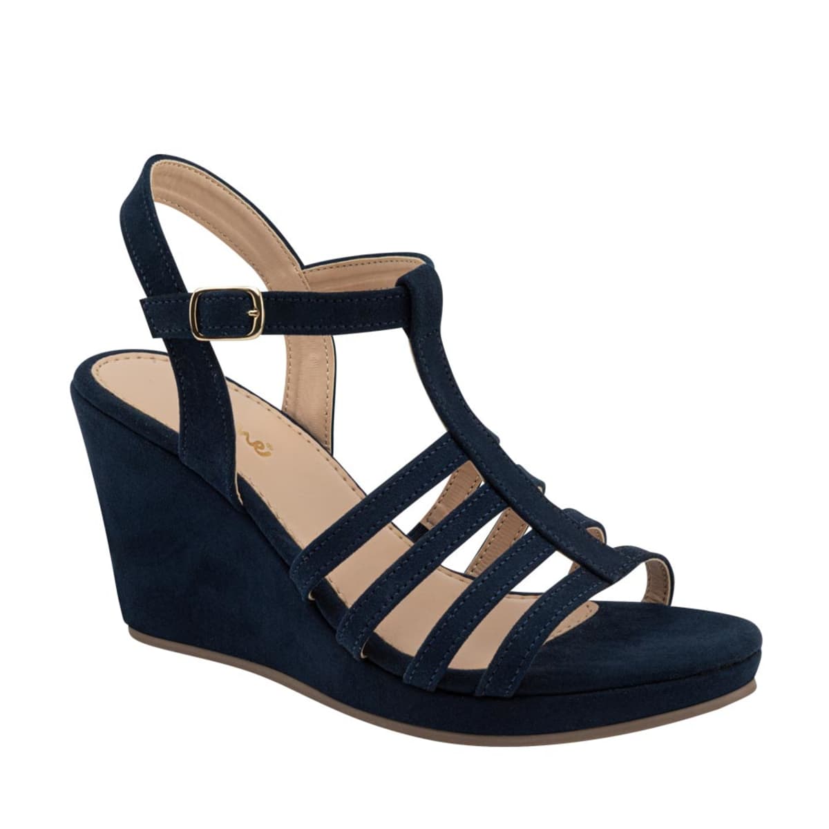 Sandalias de tacón de cuña, marca Vi Line, color azul marino, mod. 1084225