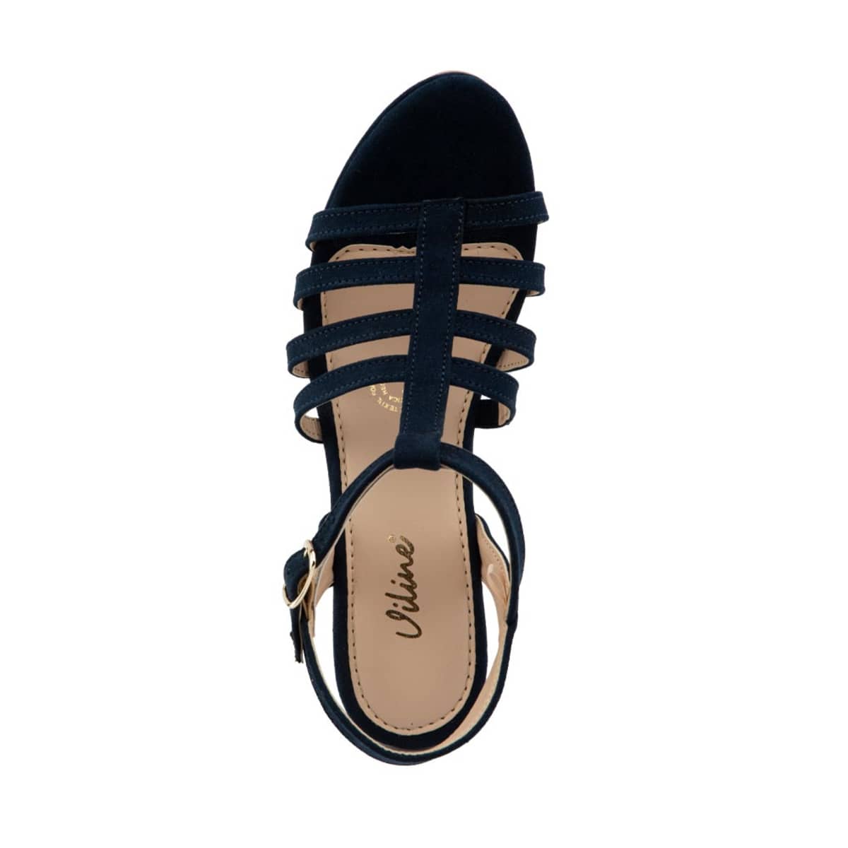 Sandalias de tacón de cuña, marca Vi Line, color azul marino, mod. 1084225