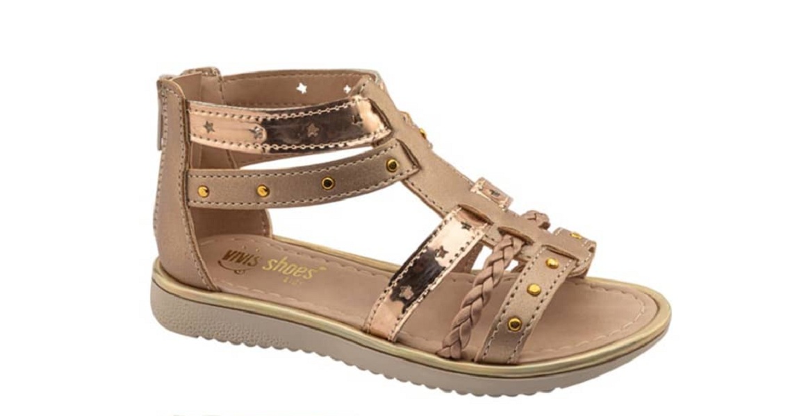 Kit de 2 pares de sandalias de piso para niña, doradas y lila, marca Vivis Shoes Kids, mod. 1084390