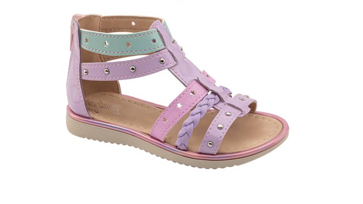 Kit de 2 pares de sandalias de piso para niña, doradas y lila, marca Vivis Shoes Kids, mod. 1084390