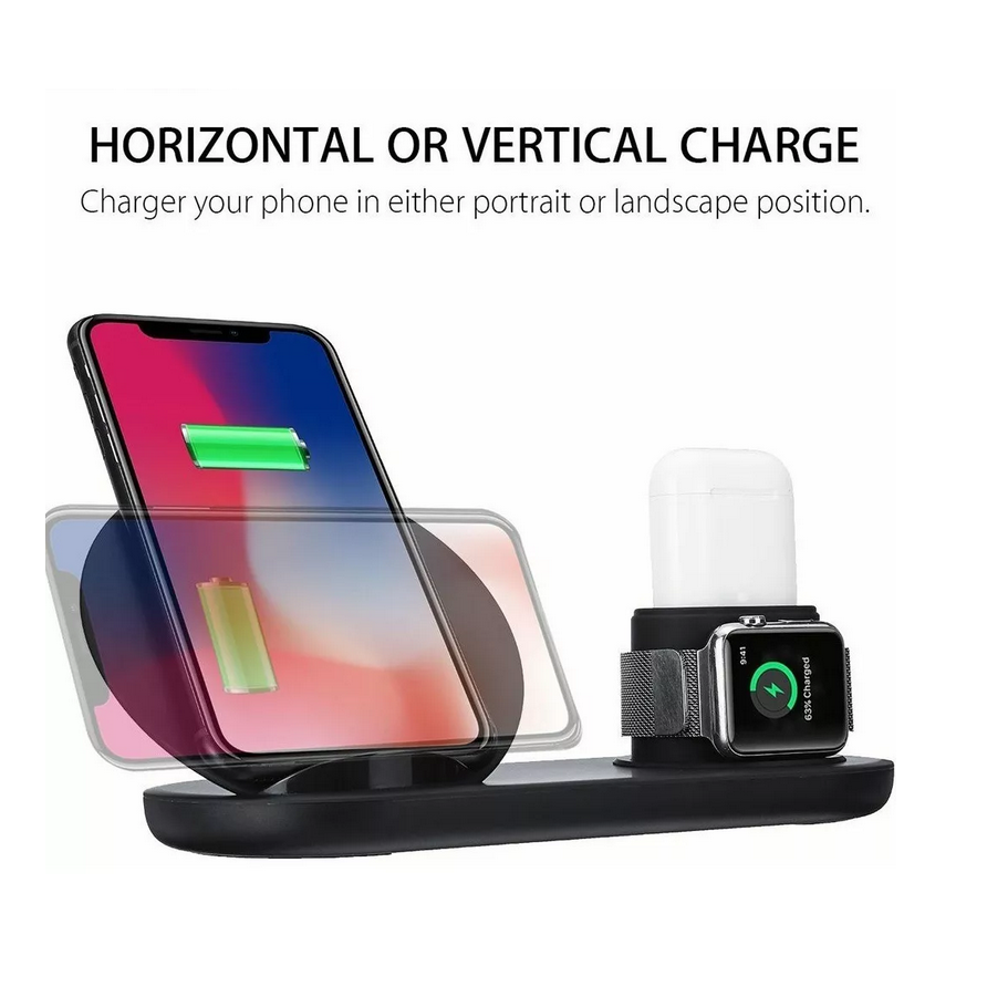 Cargador Base Carga Rapida Inalambrico iPhone Apple Watch Airpod