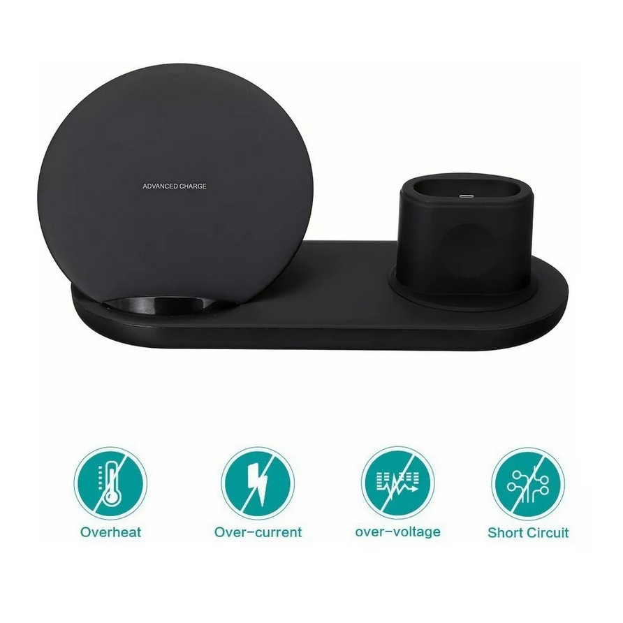 Cargador Base Carga Rapida Inalambrico iPhone Apple Watch Airpod