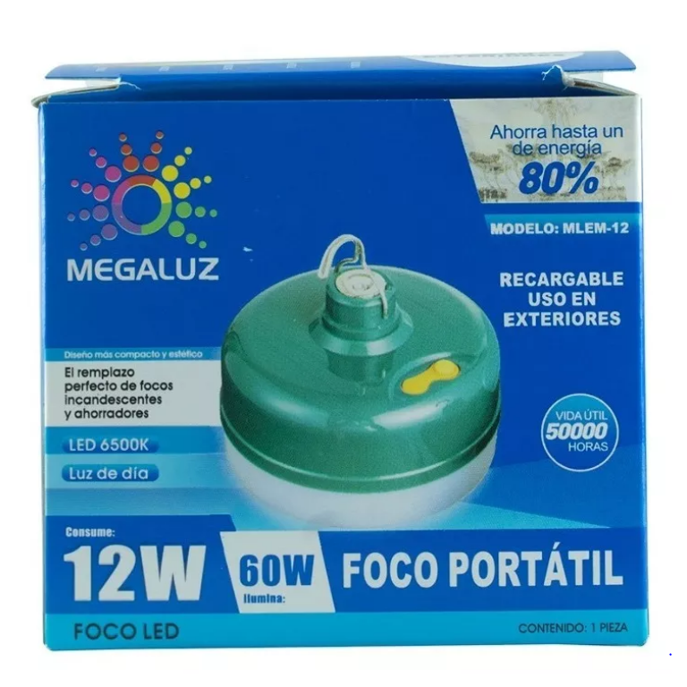 Foco Led Lampara De Emergencia Recargable Portatil 12 W