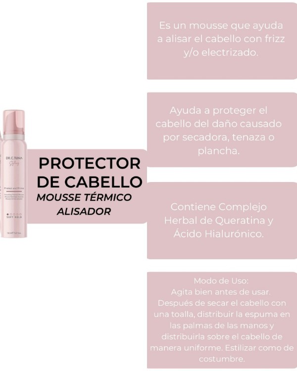 Mousse Térmico Alisador by Farmasi Prepara y Protege Dr C Tuna