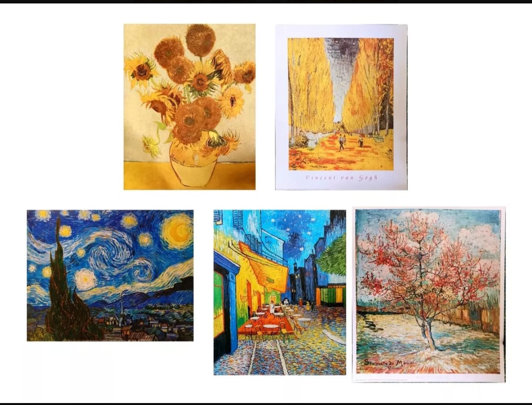VAN GOGH Cinco  Litografías Para Enmarcar 50 x 40 cms 