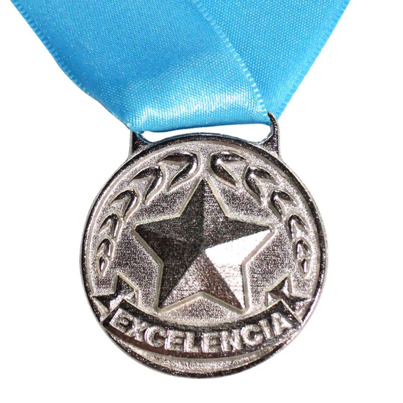 Medalla de Excelencia en forma Redonda con Estrella Personalizable para niños 4cm de diámetro Oro Antiguo Hecho en México Aurum