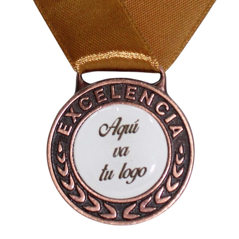 Medalla de Excelencia en forma Redonda con Estrella Personalizable para niños 4cm de diámetro Oro Antiguo Hecho en México Aurum