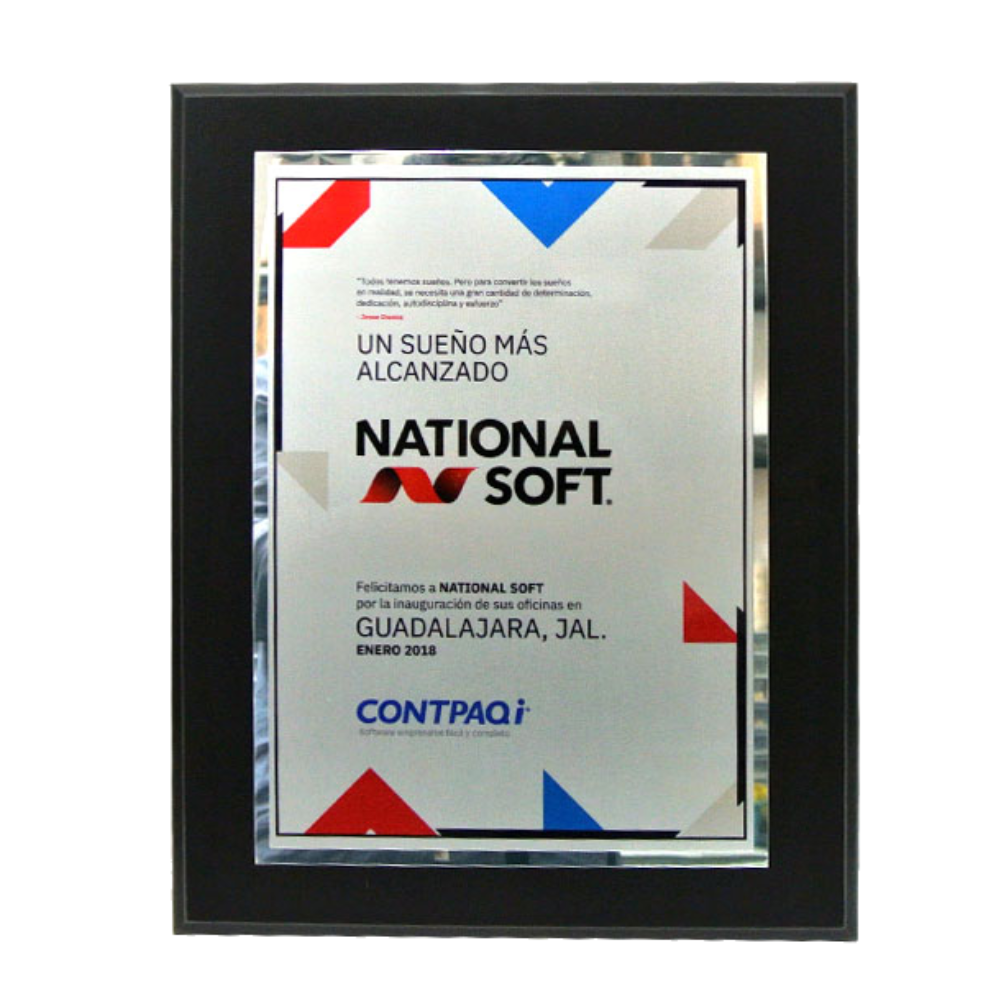 Reconocimiento para Premio para colgar en pared en forma de cuadro de placa personalizada en dorado o plateado con gráficos y texto Hecho en México Aurum