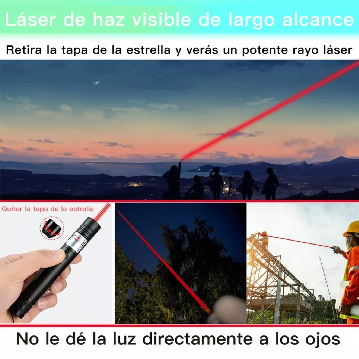 Puntero láser potente luz roja 500mW con soporte y figuras