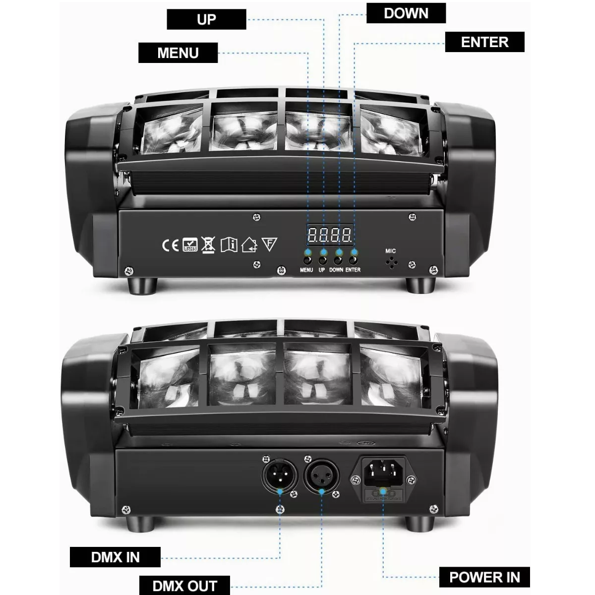 Mini Spider Rgbw 4 En 1 Efectos Luz 8x3w Dmx512 Led Luces Dj