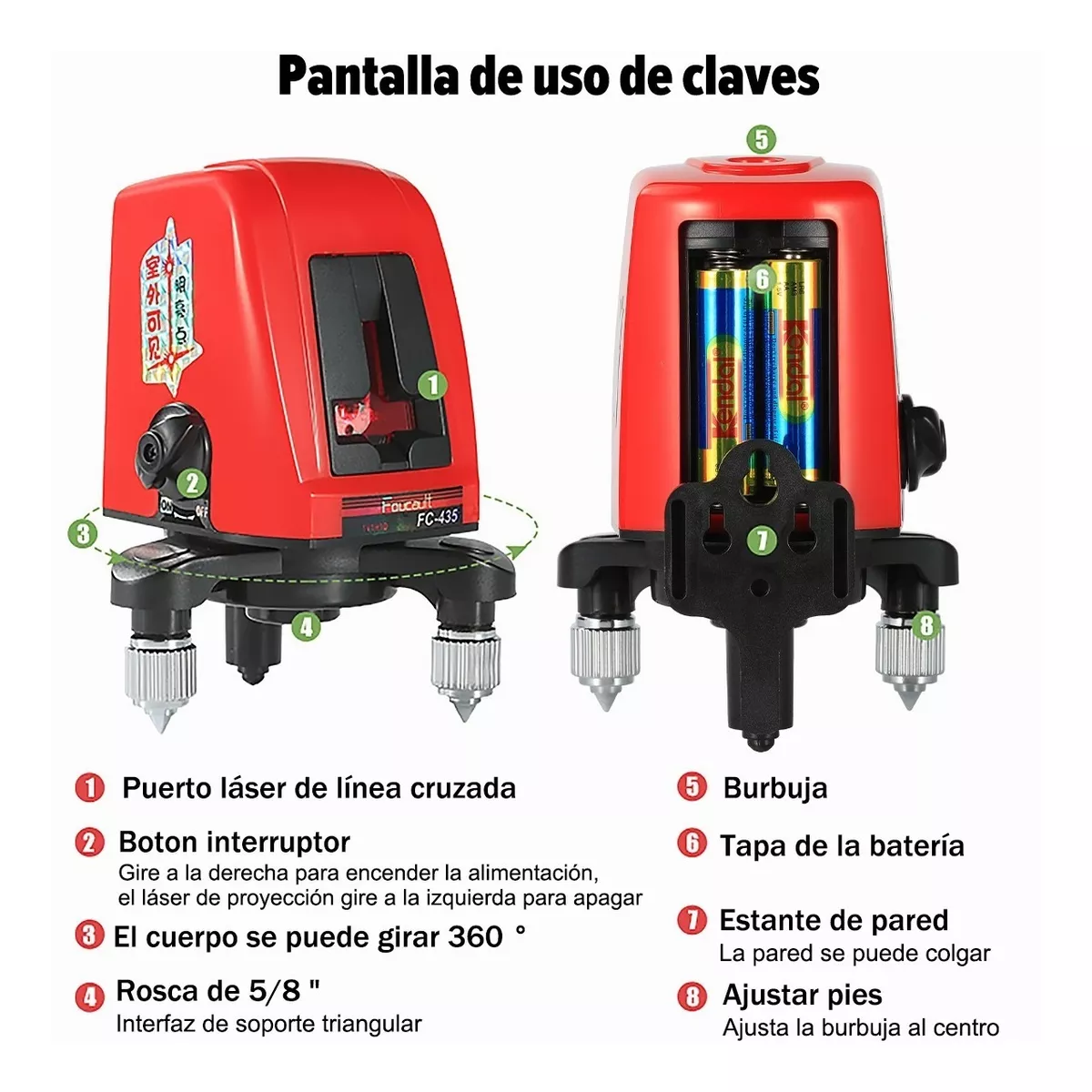 Nivel Láser Girar 360 Grados 2 Líneas Nivel 3 Autonivelante