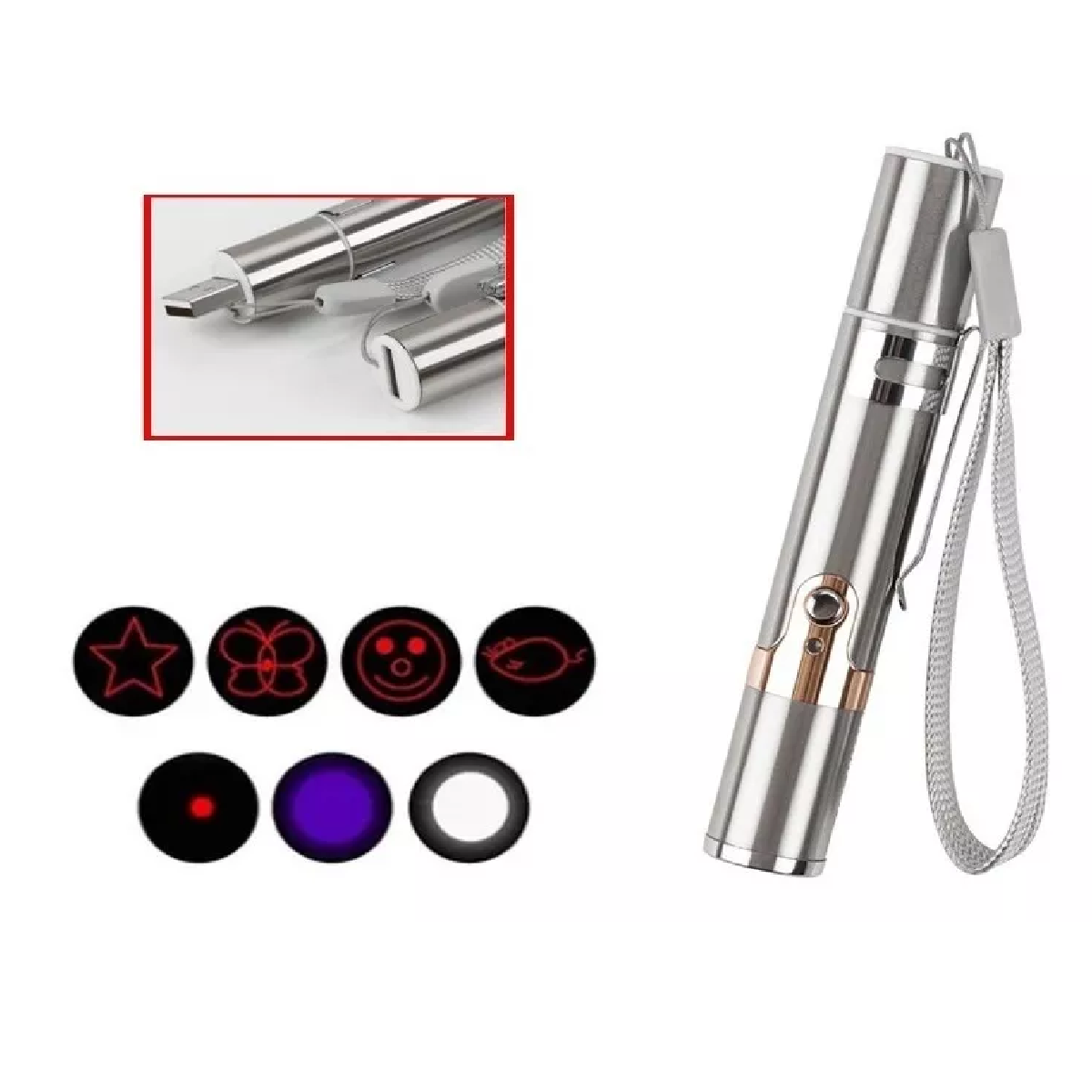 Puntero Apuntador Laser Lampara Luz Uv 3 En 1 Recargable