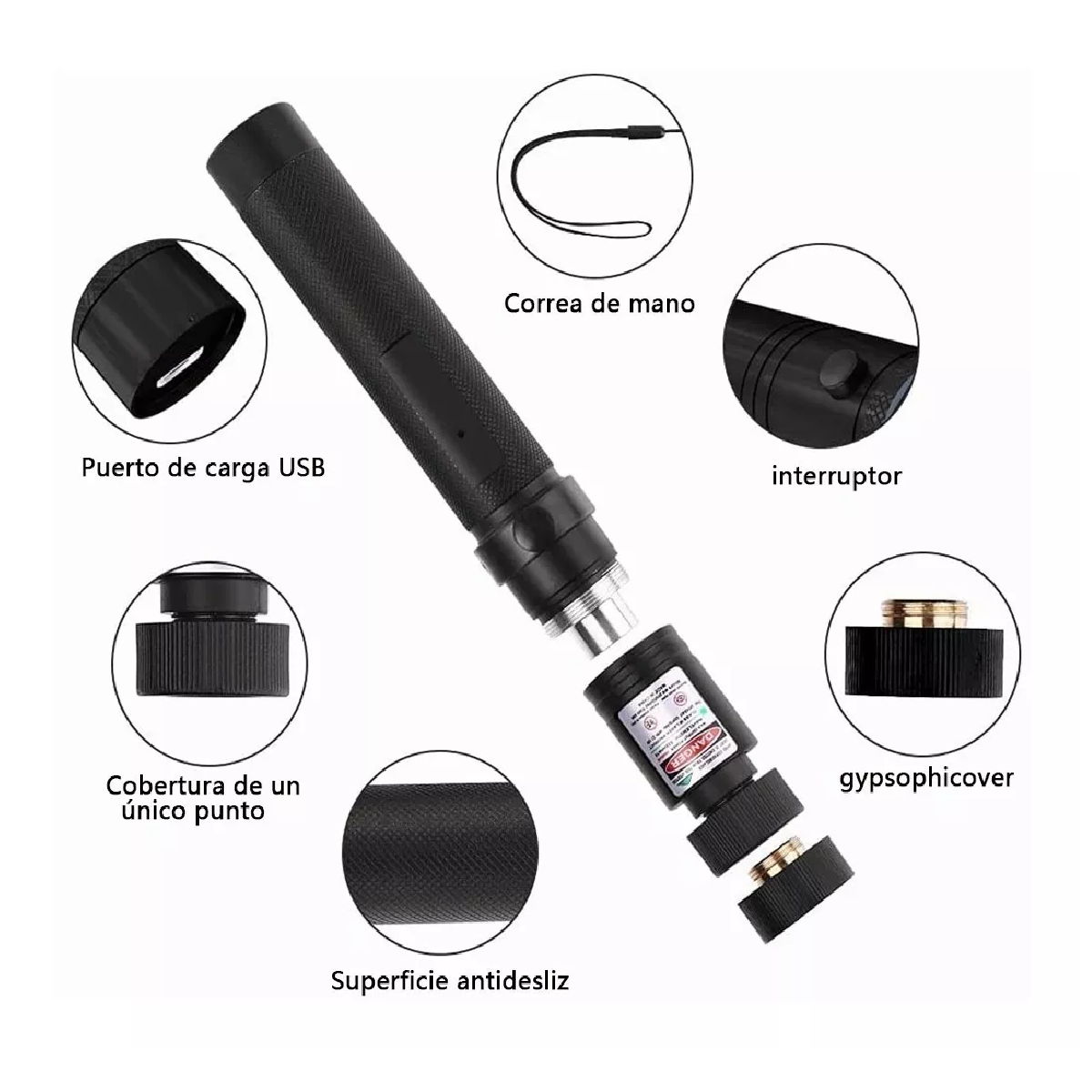 Apuntador Laser Usb Bolígrafo Láser Verde Con Patrón 15km