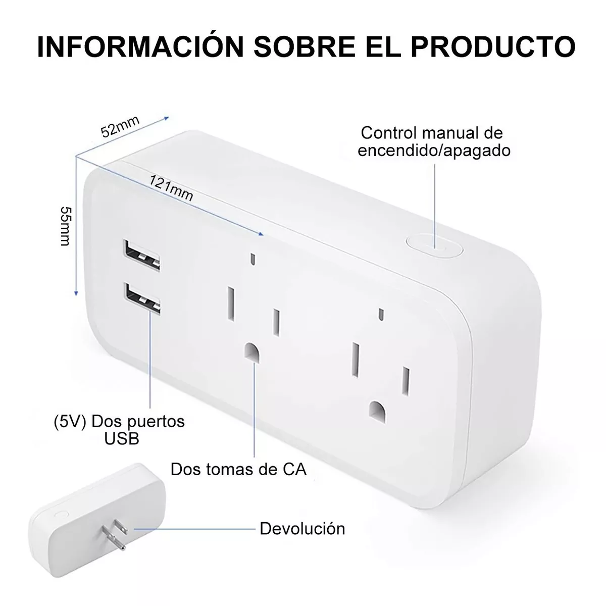 Enchufe Inteligente Wifi Smart Plug Multi Enchufe Alexa 2usb