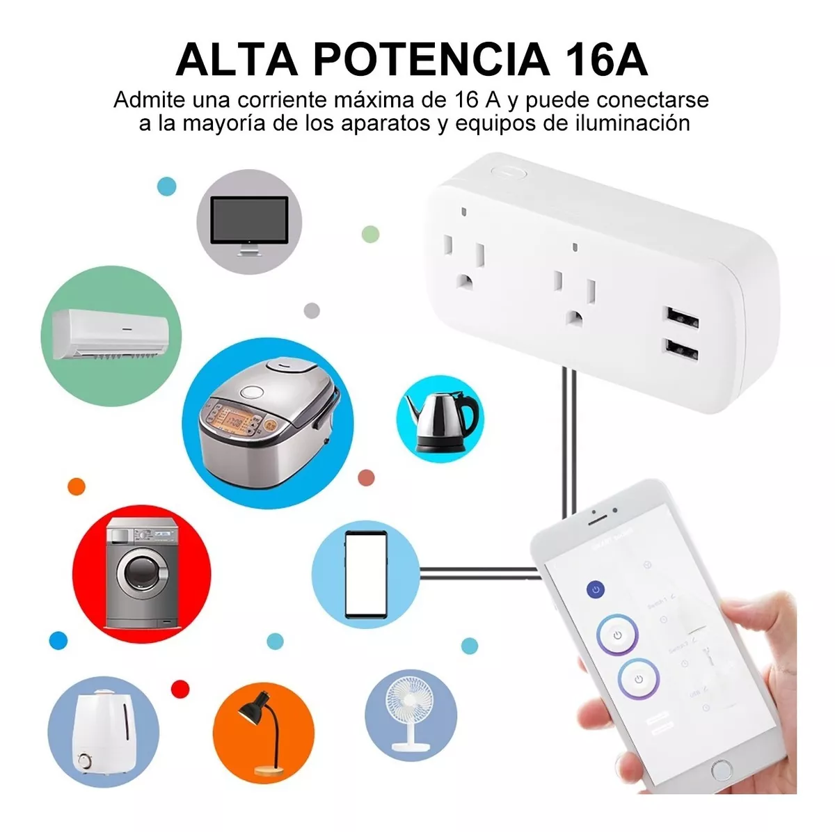 Enchufe Inteligente Wifi Smart Plug Multi Enchufe Alexa 2usb