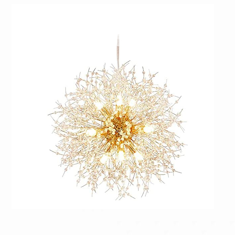lámpara de techo colgante diente de leon de cristal 40cm diametro lujoso de 8 luces