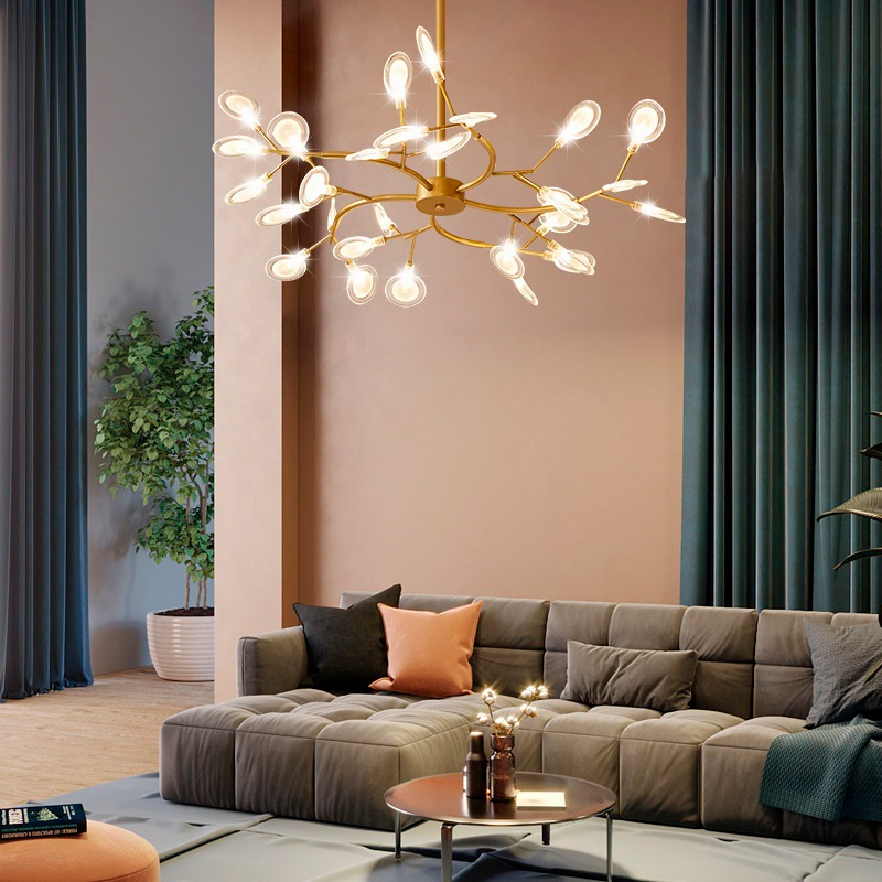 Lámpara colgante de araña 27 luces candelabro tipo luciernaga