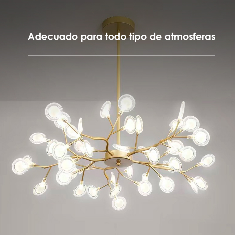 Lámpara colgante de araña 27 luces candelabro tipo luciernaga