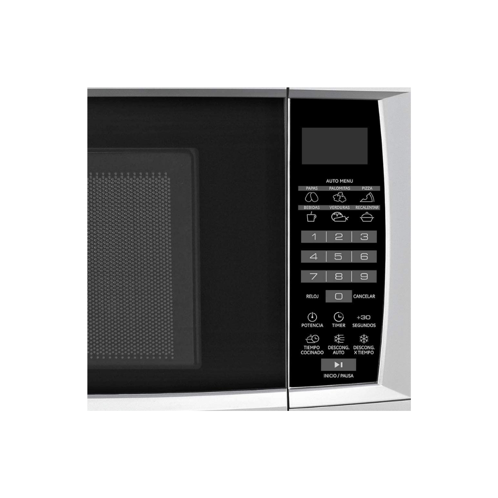 Horno Microondas 0.7P3 Boton Plata/Negro General Electric con Juego de Utensilios de Cocina con Carrusel