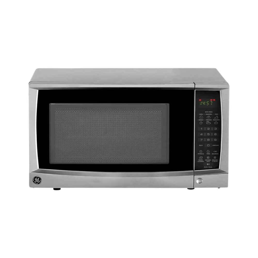 Horno Microondas 0.7P3 Boton Plata/Negro General Electric con Juego de Utensilios de Cocina con Carrusel